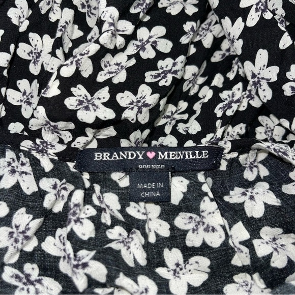 Brandy Melville "Jada" Dress Women's Size  XXS-S Black White Purple Floral Flowy - Picture 6 of 11